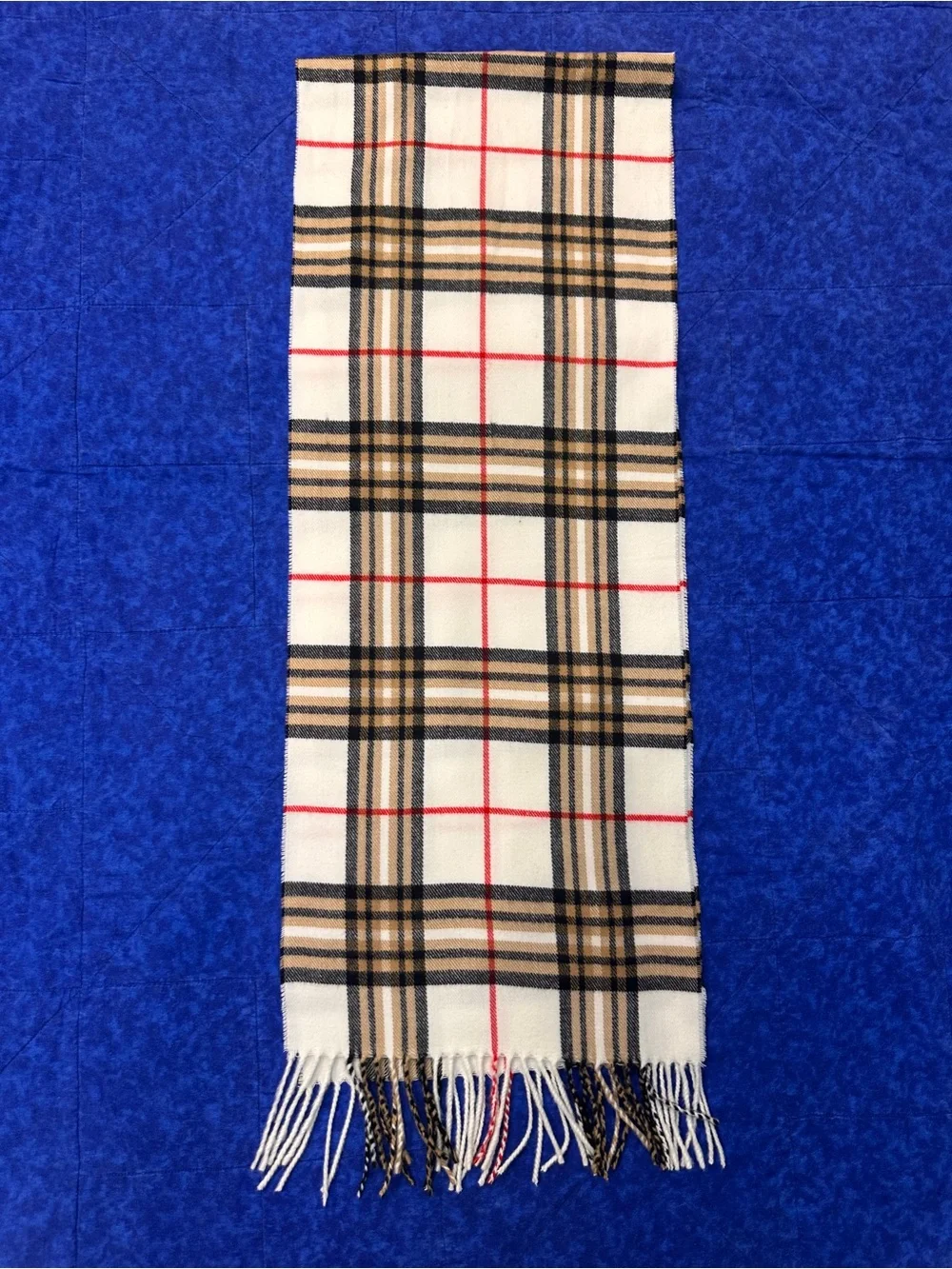 Plaid Check Scarf with Fringe 100% Cashmere Made in Scotland Unisex